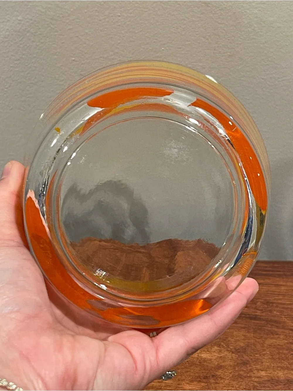 READ STARLYTE Mid Century Modern MCM Glass Ice Bucket 5” Orange Yellow
